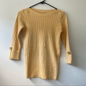 Karen Scott Yellow Knit 3/4 Sleeve Yellow Sweater Top